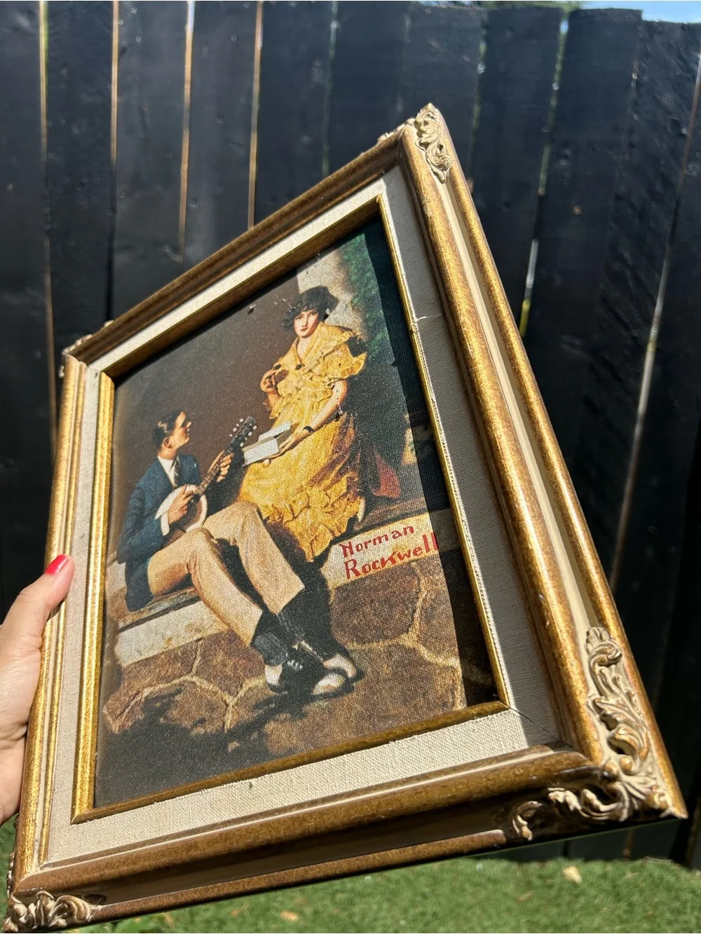 Vintage Norman rockwell Pondering on the Porch